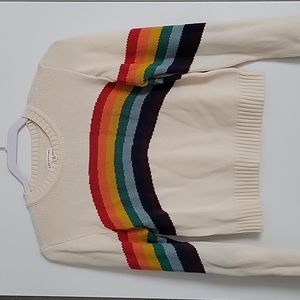 Earthbound cropped sweater cream colored with rainbow